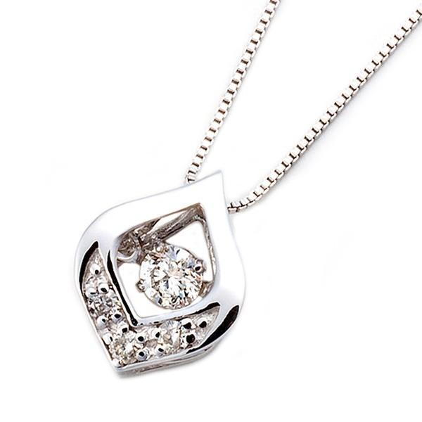 ダイヤモンド ネックレス 一粒 K18 ホワイトゴールド 0.1ct ダンシングストーン ダイヤモンドスウィング 雫モチーフ 揺れるダイヤ ペンダ...