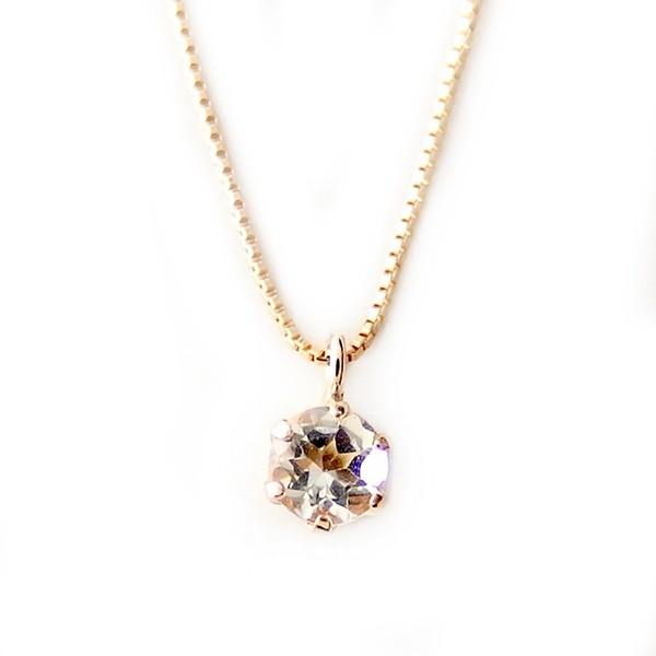 ネックレス アクアマリン K18 イエローゴールド 3月 誕生石 一粒 シンプル プチネックレス ペンダント