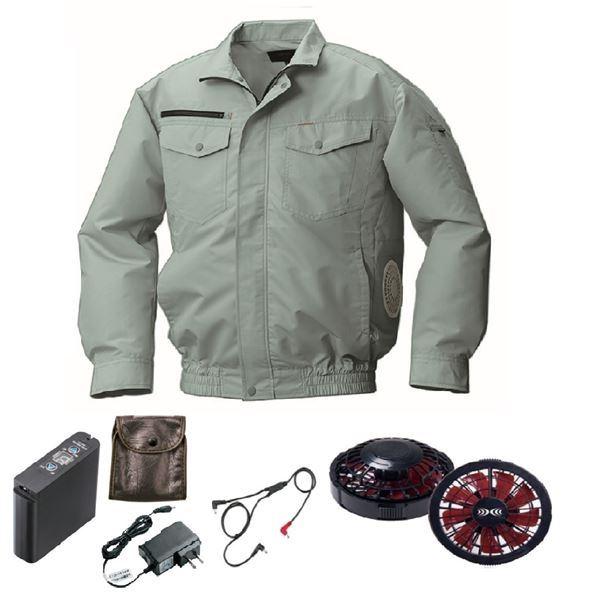 KU92030 空調服 R 綿・ポリ混紡 横ファン FAN2200BR・RD9261・LIPRO2セット モスグリーン L 緑 送料無料 KU92030 空調服 R 綿・ポリ混紡 横ファン FAN2200BR・RD9261・LIPRO2