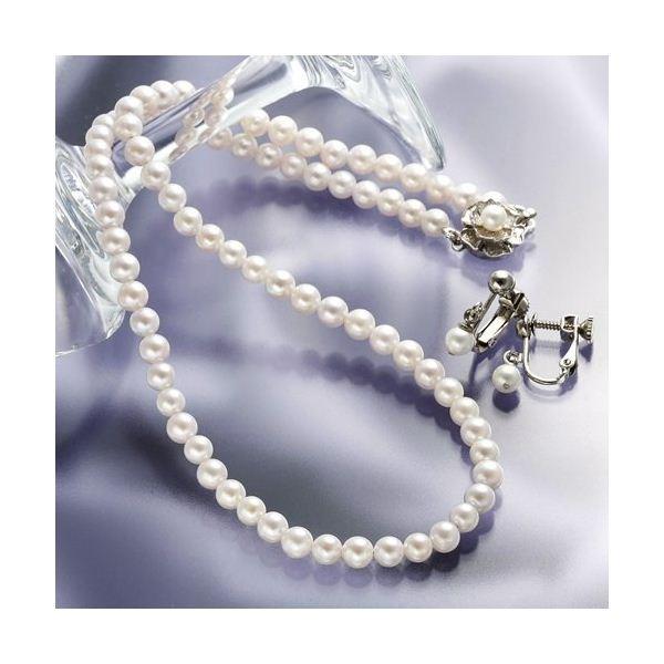 あこやパールネックレス＆イヤリングセット 照り強アコヤ真珠 シルバー