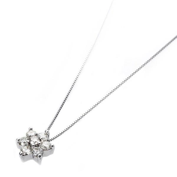 ダイヤモンド ネックレス 0.3ct K18 ホワイトゴールド 0.3カラット 花 