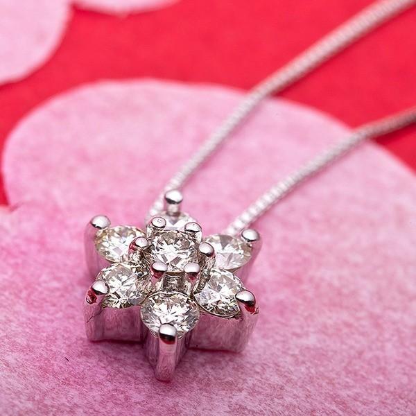 ダイヤモンド ネックレス 0.3ct K18 ホワイトゴールド 0.3カラット 花 