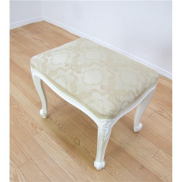 アンティーク調猫足スツール/腰掛椅子 〔ホワイト〕 木製