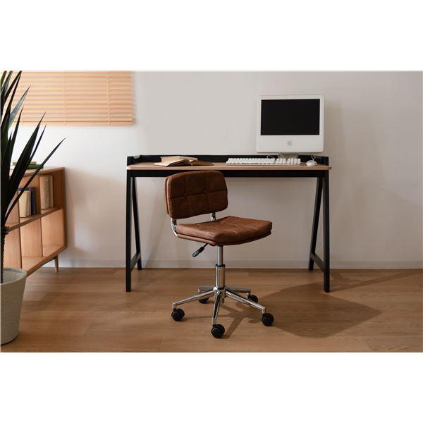 デスクチェア(椅子) 昇降機能付き スチール/ソフトレザー/合皮 ブラウン