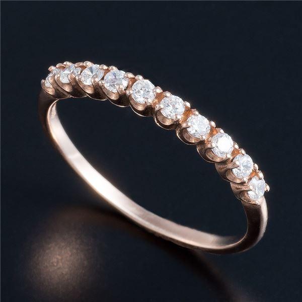 K10ピンクゴールド 0.2ctハーフエタニティリング 17号【商工会会員店