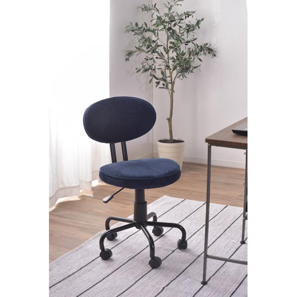 オフィスチェア デスクチェア 幅43cm ブルー 回転式 キャスター 高さ