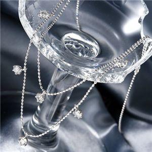 K18WG ダイヤモンド2連ステーションネックレス 計0.6ct【商工会会員店