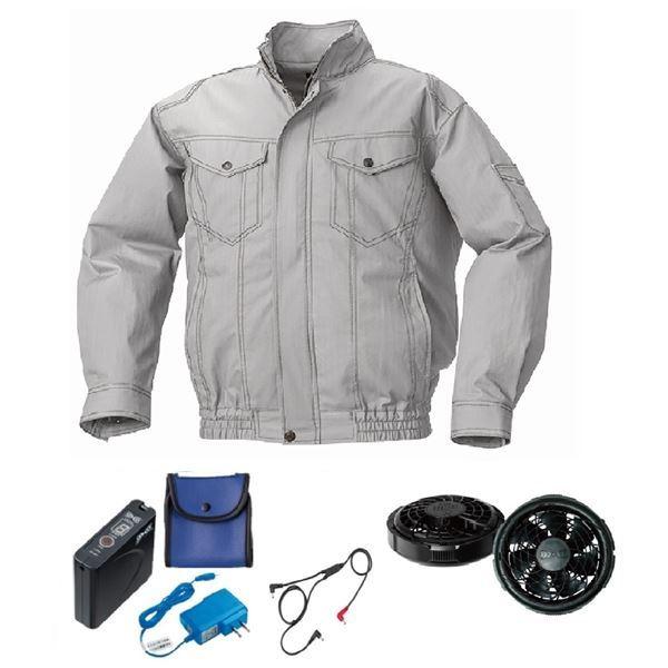 KU92040 空調服 R 綿 ヘリンボーン FAN2300B・RD9261・LISUPER1セット シルバー LL KU92040 空調服 R 綿 ヘリンボーン FAN2300B・RD9261・LISUPER1セット