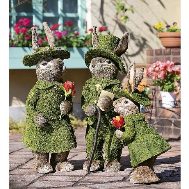 Ｓ7592　森のうさぎ　モスラビット　女の子　ＬＬサイズ　　　　うさぎ/ラビット/置物/オーナメント/オブジェ/ガーデニング雑貨/カントリー/動物/アニマル 