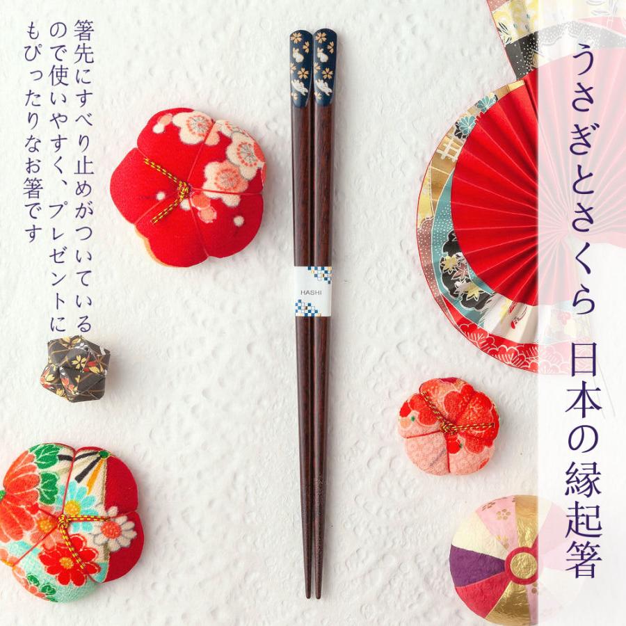 箸 名入れ無料 天宝和うさぎ 単品 /国産 若狭塗箸/プレゼント ご自宅用
