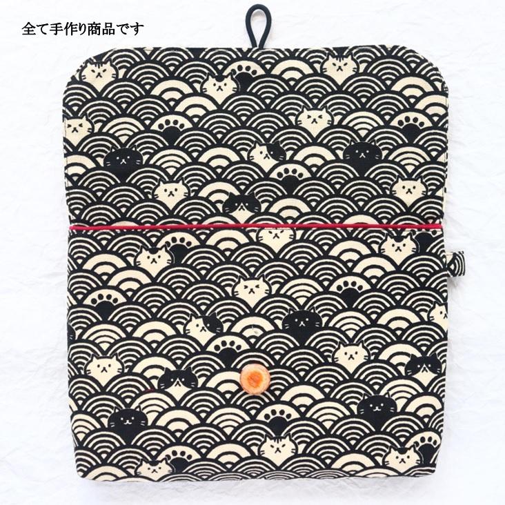 完売しました 有難う御座います 御朱印帳ポーチ『青海波ネコ黒色 