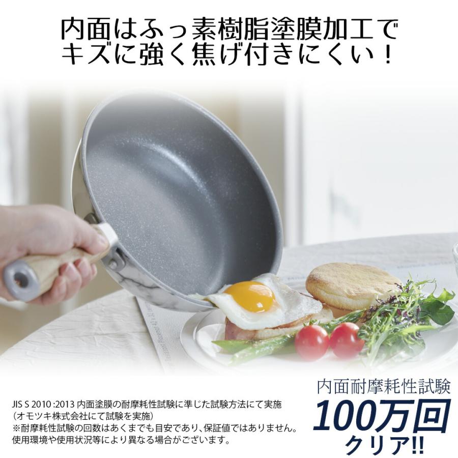 MARBLE KITCHEN フライパン IH 28cm 大理石 ホワイト ブラック木目調