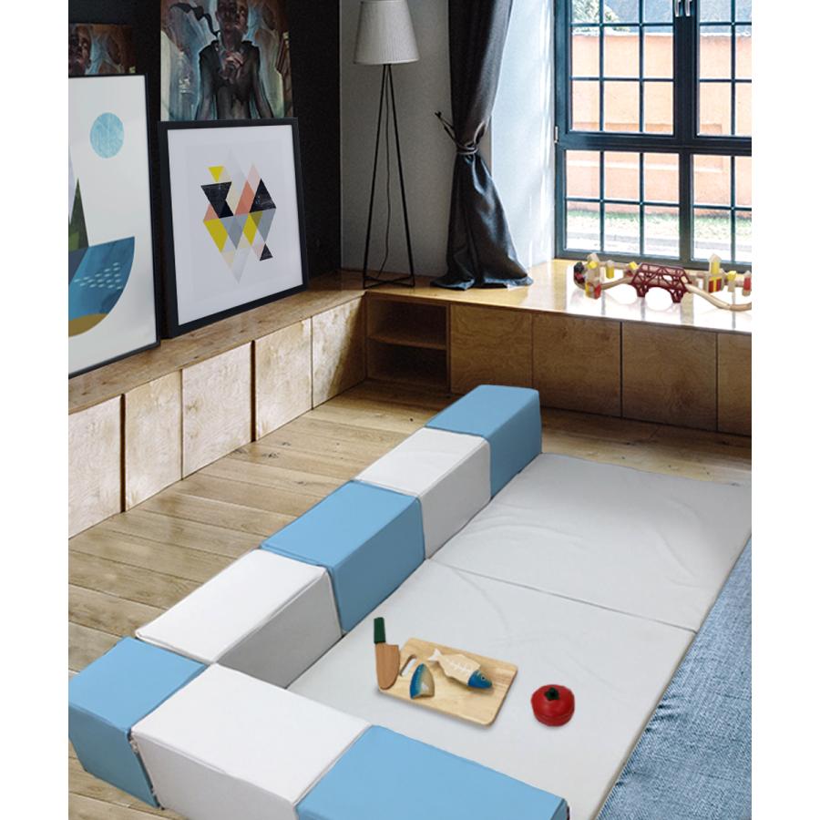 キッズブロック コーナーセット 113cm×201cm | キッズコーナー ブロック クッション キッズスペース リビング おしゃれ 赤ちゃん セット プレイマット ベビー |  | 01