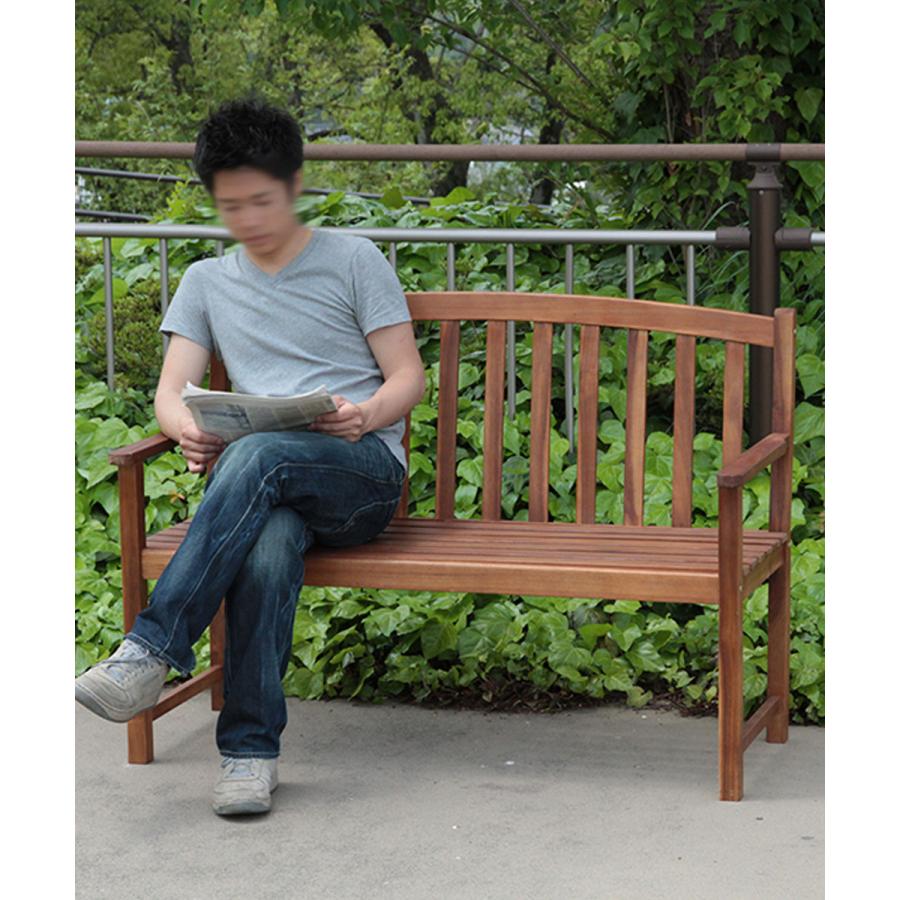 木製ベンチ ガーデンベンチ 天然木 128.4cm × 58.6cm 不二貿易