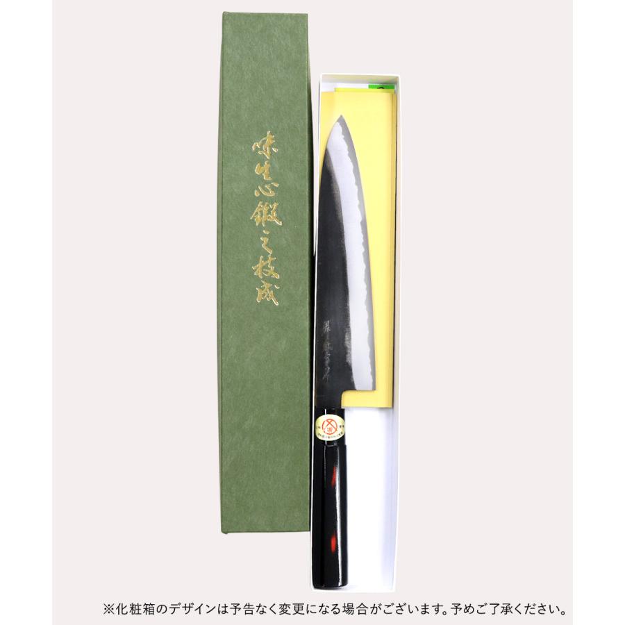 牛刀 240mm 牛刀包丁 黒打 白二鋼 曙塗柄 堺源吉 ダイキチ 日本製 | 包丁 ナイフ 堺市 伝統 ブランド 国産 刃渡 24cm 切れ味 ステンレス 天然木 高品質 左利き｜enicy2022｜05