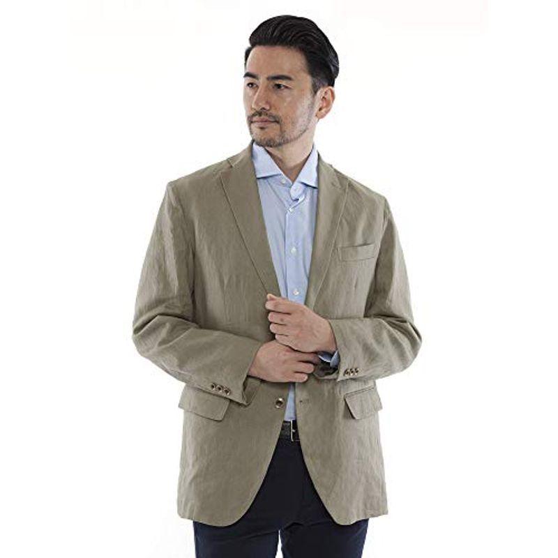 クーポン対象外 春夏用 メンズ 麻ジャケット 麻100 カーキ Ll 夏 春 サマージャケット テーラードジャケット ジャケット