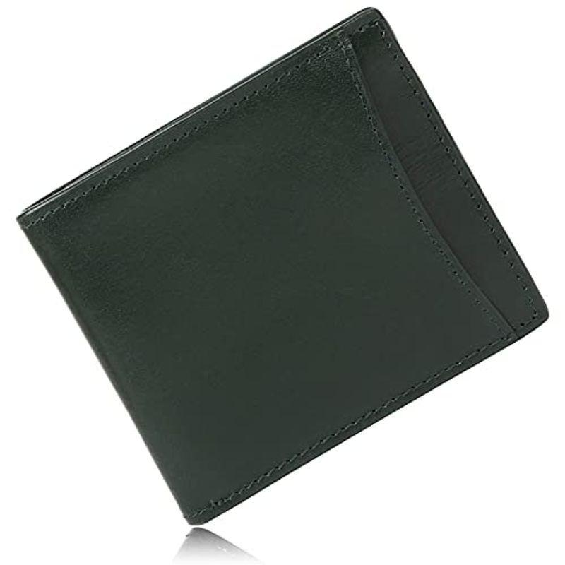 フルグレインレザー イタリアンレザー 財布 MURA 薄型 (イタリアンレザー/グリーン) 二つ折り 本革 メンズ スキミング防止 その他財布 見事な