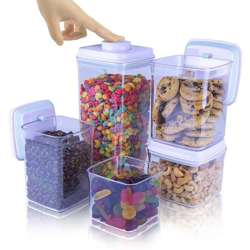 安価 Ichewie Boptop 5点セット 密閉式食品保存容器 メカニカルシリコーン密閉缶 Bpaフリー積み重ね可能 約 食品保存容器