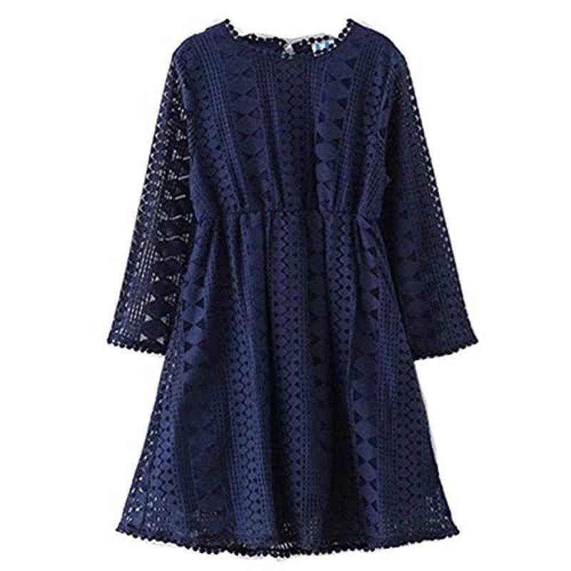 Weileenice 女の子ワンピース 170 子供 ワンピース 165 長袖 ジュニア ネイビー 紺色 ガールズ ドレス 中学生 シンプル Enigma 通販 Yahoo ショッピング