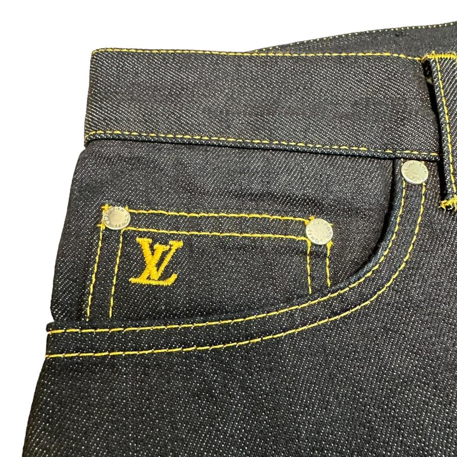 未使用】LUIS VUITTON ルイヴィトン LVロゴ 刺繍 デニム パンツ 