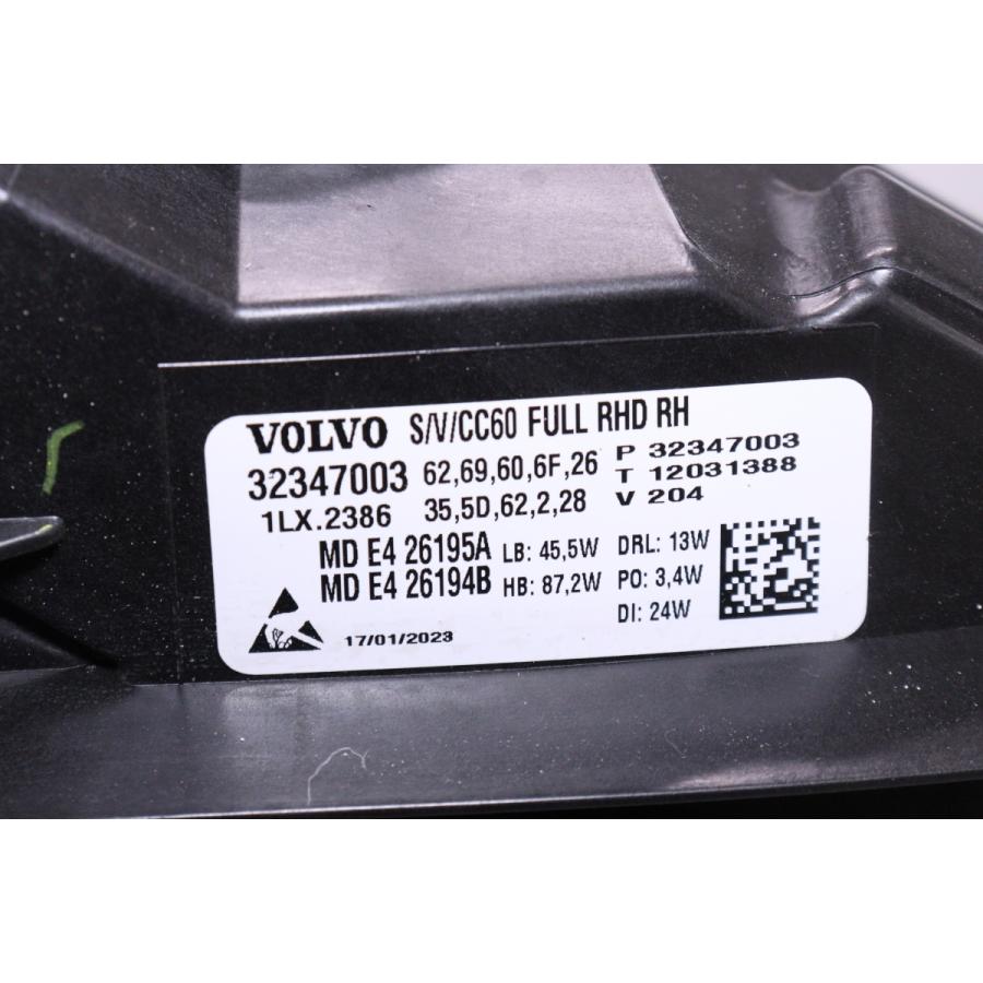 44-271☆美品☆LED ZB ボルボV60☆右ヘッドライト 32347003 VOLVO 純正