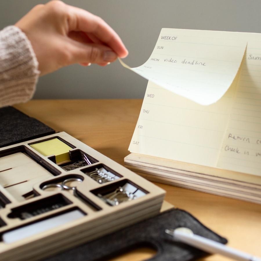 事務用品 文具 収納ケース おしゃれ 木製 ポータブル オフィス