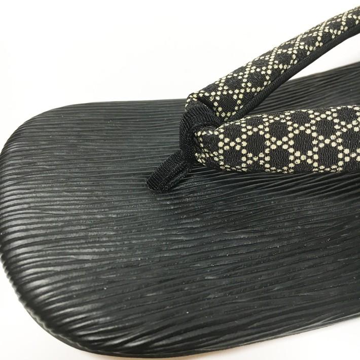 本格 黒ハケメ 籠目文様鼻緒 皮革底 雪駄 LL（27cm） 日本製 男性 メンズ 和柄 和装 浴衣 着物 甚平 作務衣 祭 花火 温泉 コスプレ【メール便送料無料】 |  | 01