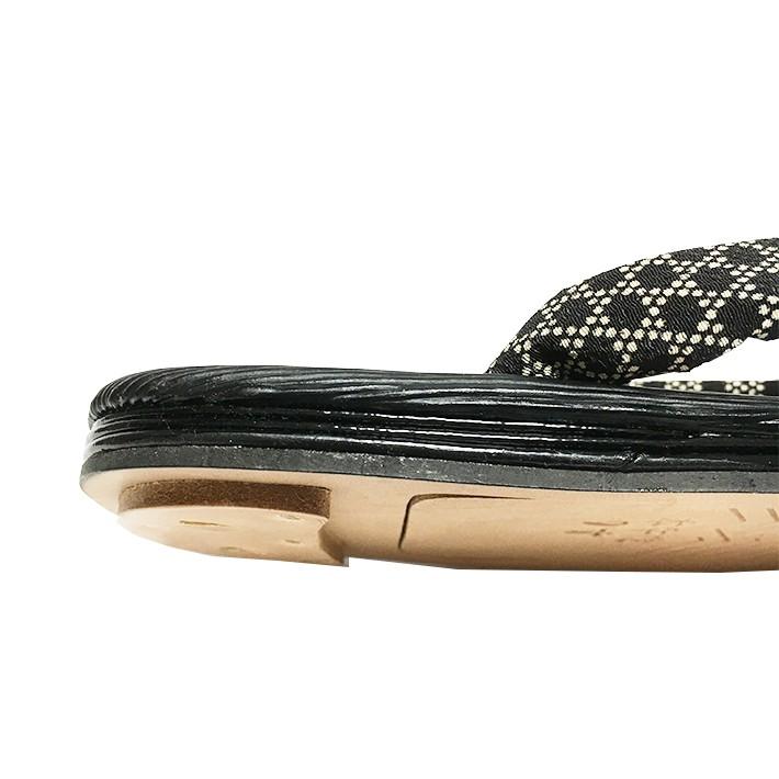 本格 黒ハケメ 籠目文様鼻緒 皮革底 雪駄 LL（27cm） 日本製 男性 メンズ 和柄 和装 浴衣 着物 甚平 作務衣 祭 花火 温泉 コスプレ【メール便送料無料】 |  | 02