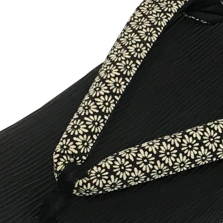 本格 黒ハケメ 菊菱文様鼻緒 皮革底 雪駄 LL（27cm） 日本製 男性 メンズ 和柄 和装 浴衣 着物 甚平 作務衣 祭 花火 温泉 コスプレ【メール便送料無料】 |  | 01