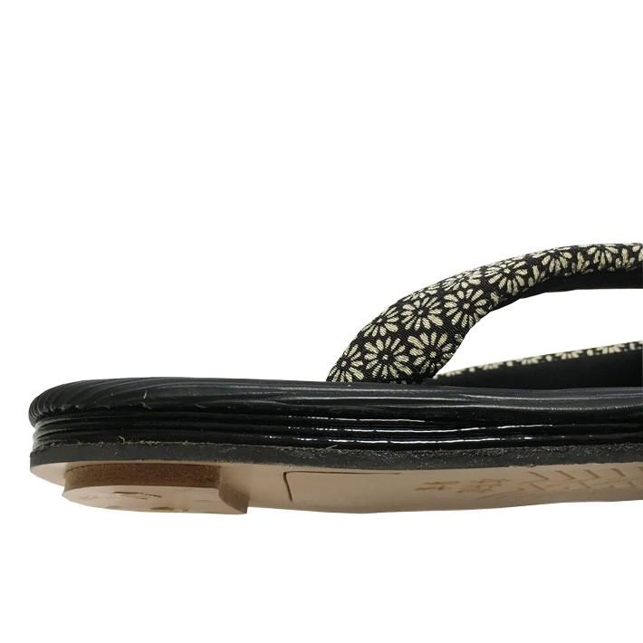 本格 黒ハケメ 菊菱文様鼻緒 皮革底 雪駄 LL（27cm） 日本製 男性 メンズ 和柄 和装 浴衣 着物 甚平 作務衣 祭 花火 温泉 コスプレ【メール便送料無料】 |  | 02