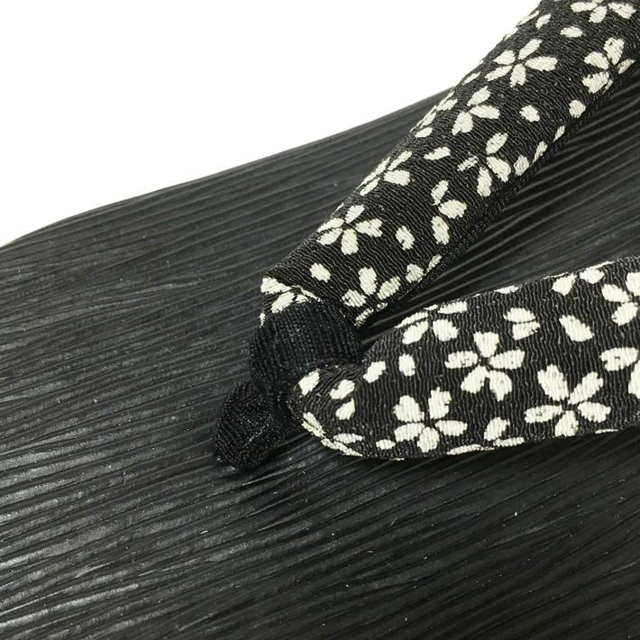 本格 黒ハケメ 桜文様鼻緒 皮革底 雪駄 LL（27cm） 日本製 男性 メンズ 和柄 和装 浴衣 着物 甚平 作務衣 祭 花火 温泉 コスプレ【メール便送料無料】 |  | 01