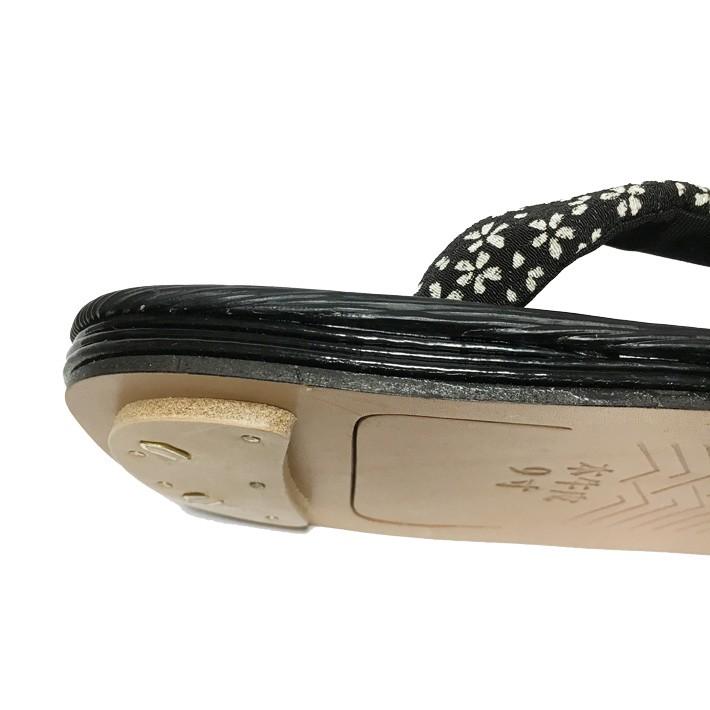本格 黒ハケメ 桜文様鼻緒 皮革底 雪駄 LL（27cm） 日本製 男性 メンズ 和柄 和装 浴衣 着物 甚平 作務衣 祭 花火 温泉 コスプレ【メール便送料無料】 |  | 02