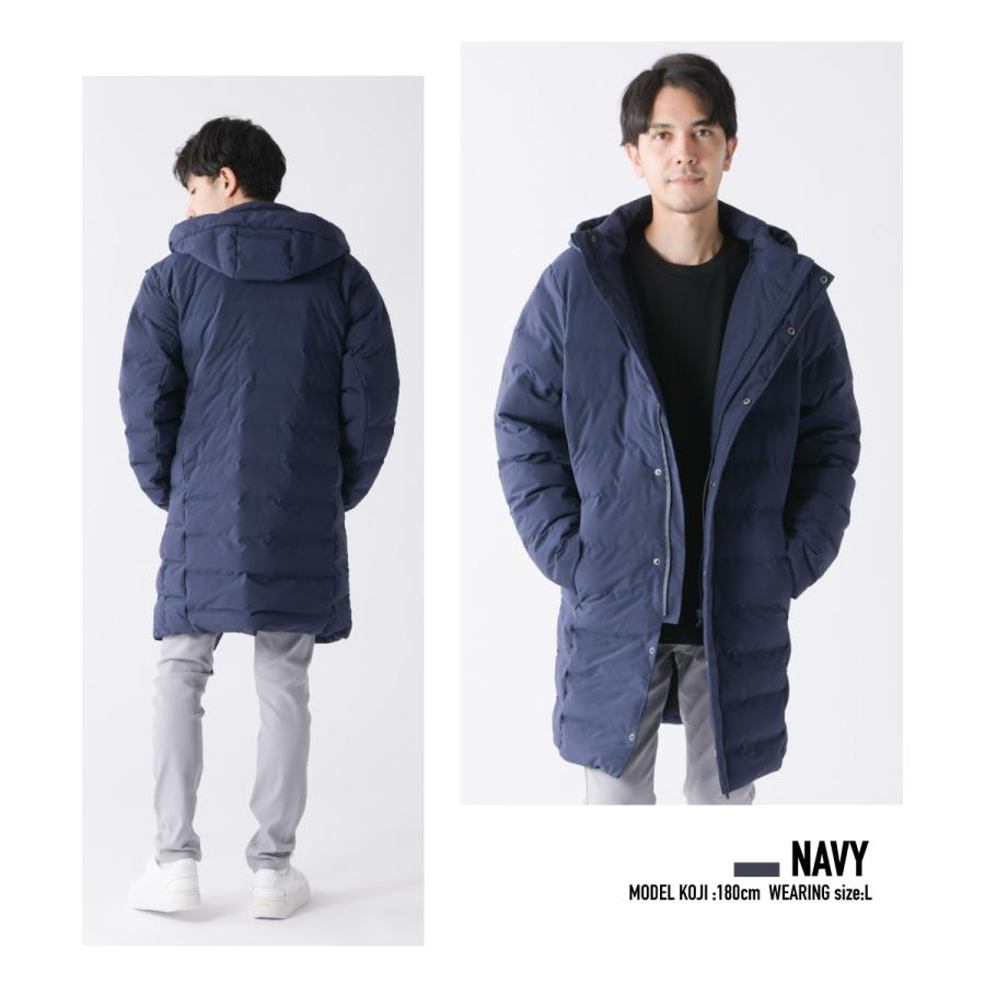 防風 シームレス ロング ダウン ジャケット メンズ ストレッチ 中綿 