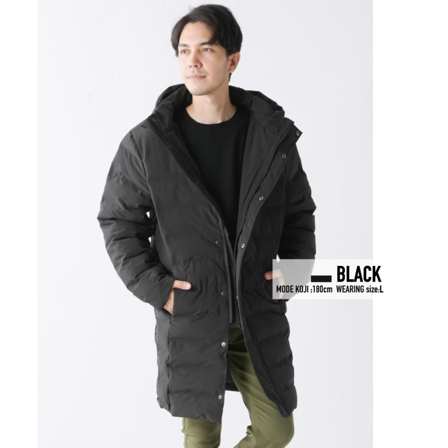 防風 シームレス ロング ダウン ジャケット メンズ ストレッチ 中綿 