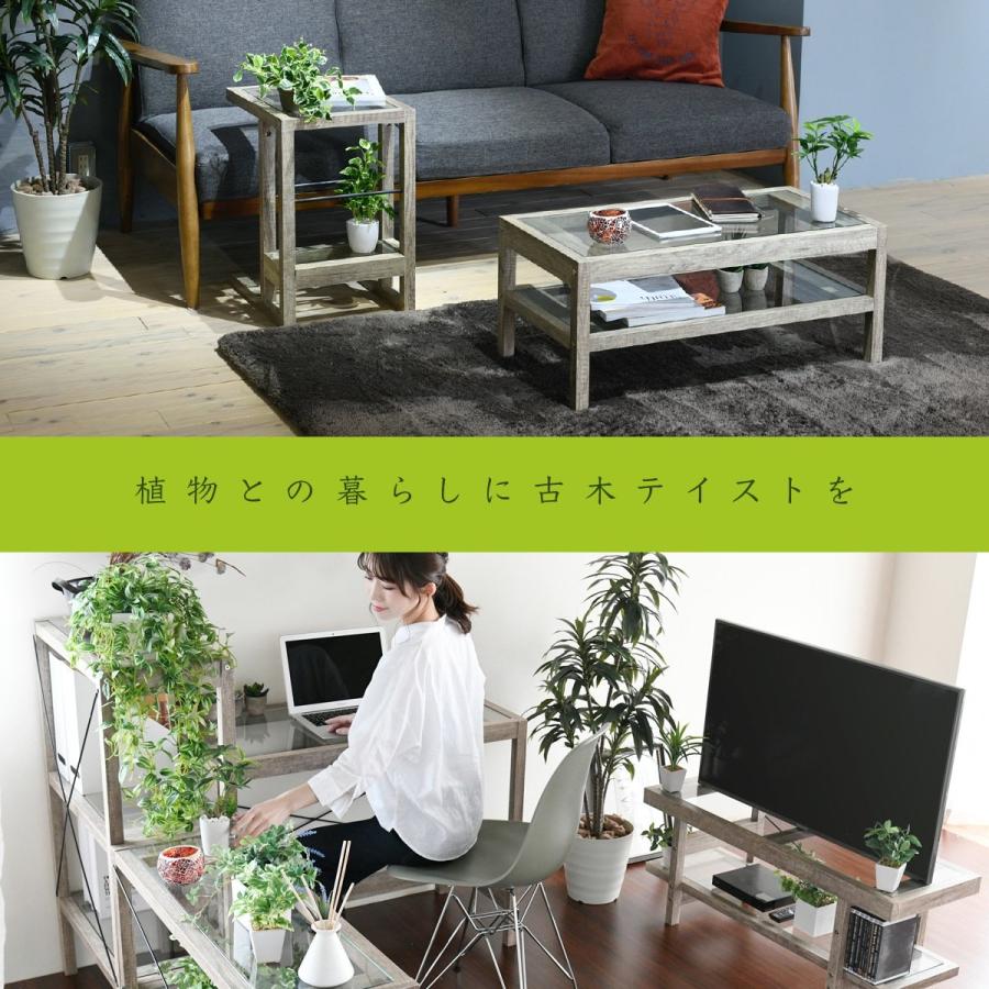 テレビ台 幅100cm 40インチ対応 強化ガラス 木製 古木風 インテリア シャビー テレビボード テレビラック TV台 TVボード 木製オープンボード 収納 ロータイプ｜enjoy-home｜02