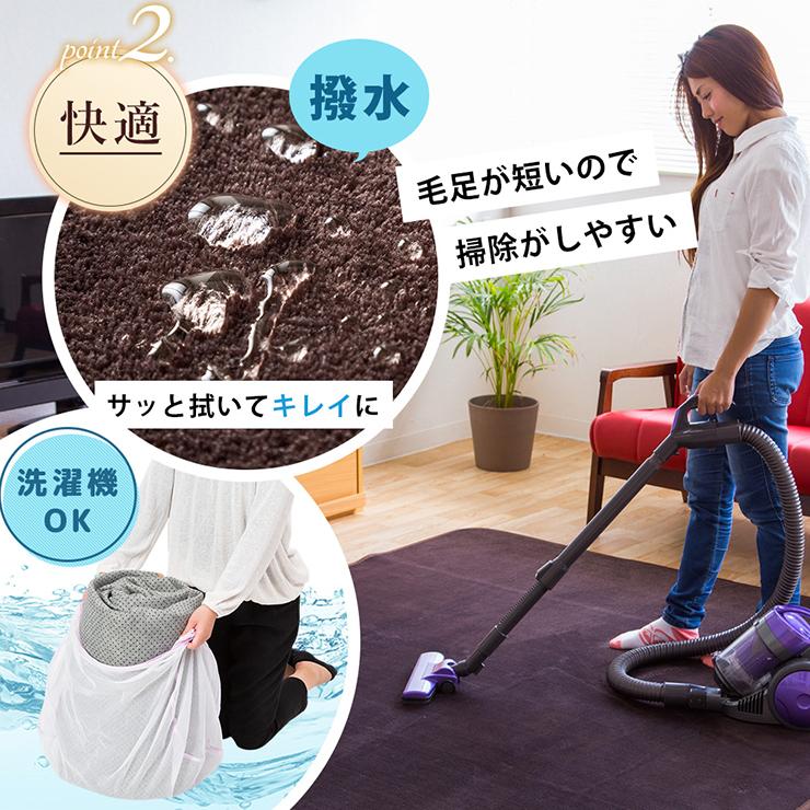 ラグ カーペット 洗える 2畳 おしゃれ オールシーズン 185×185 防ダニ