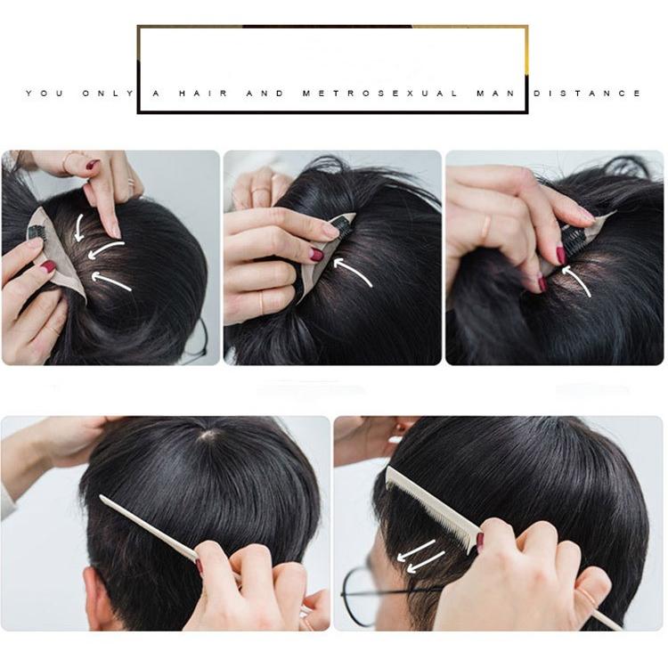 メンズウィッグ短髪 ショート ヘアピース メンズウィッグ 人毛使用 普段用 短い 部分ウィッグ 黒 期間限定送料無料 トップカバー 通気性