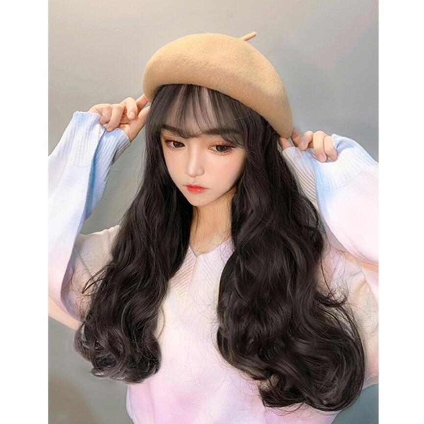 敬老の日 帽子ウィッグ 髪付き帽子 快適 取り外し可 前髪なし ベレー帽 ロング巻き髪 ストレート ウィッグ取り外し可 自然 原宿 小顔 Ck Enjoy Life 通販 Yahoo ショッピング