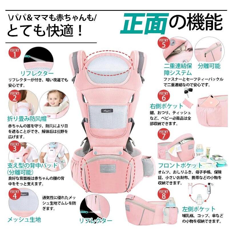 Ek 007 大人気 6way 抱っこ紐 ヒップシート 多機能 抱っこひも おんぶ可 ベビーキャリア 新生児 軽量 通気 価格は安く