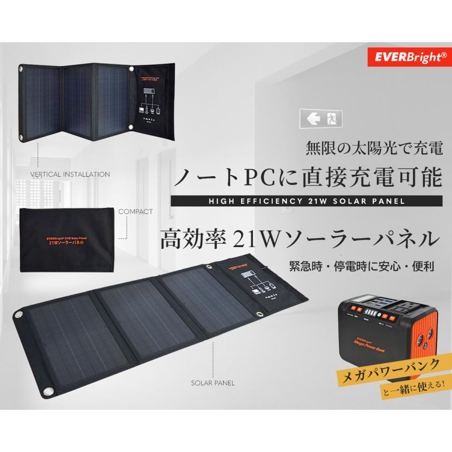 ソーラーチャージャー ソーラー充電器 EVERBright 21Wソーラーパネル｜enjoy-tokusenkan｜02