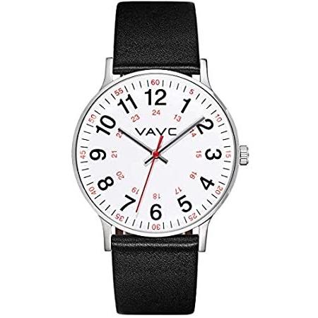 直送商品 海外からおしゃれな雑貨を直輸入しています 海外直輸入 Vavc 2ブラック 40mm 読みやすい腕時計 24時間 秒針 医療学生 医師 女性用 ナースウォッチ スーツケース キャリーバッグ