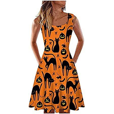 激安通販 Neck Round Sleeveless Slim Dresses Women Ladies 海外直輸入 Soehir 海外からおしゃれな雑貨を直輸入しています Funny Hallow Printed ワンピース チュニック Amiro Pl