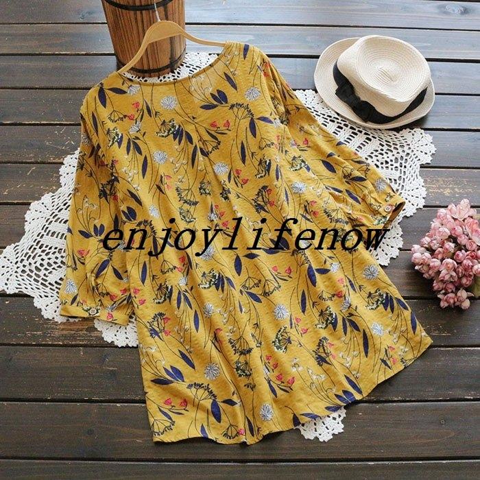 ブラウス レディース 半袖 花柄 トップス ゆったり ブラウス 大きいサイズ リネン ブラウス ｔシャツ レディース 半袖 18春夏新作 熱販売