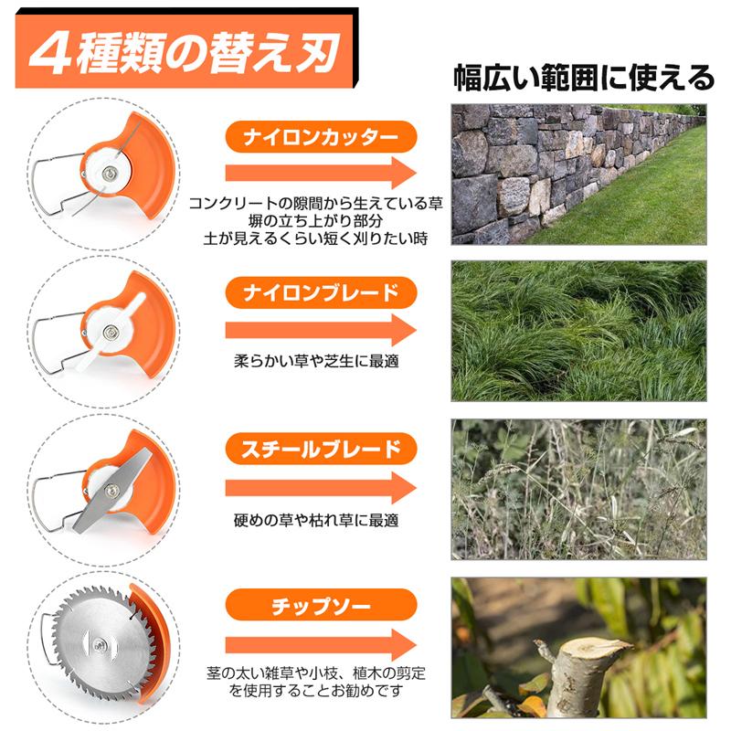 KAKA【一年保証 刈刃4種類14枚 マキタ交換対応バッテリー】草刈り機
