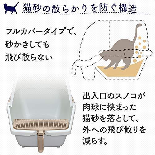 アイリスオーヤマ 猫用トイレ本体 掃除のしやすいネコトイレ スコップ付き ホワイト 53x40x42センチメートル x 1｜enjoymarketosaka｜03