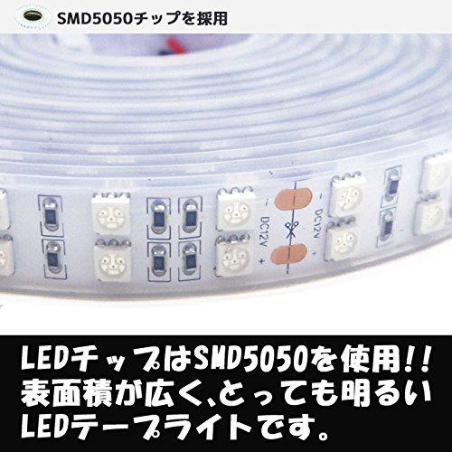 LEDテープライト　12v　ブルー　LEDテープ　防水　Wライン　600連　イベント照明　SMD5050　600LED　青　エンドキャップ　二列式　作業灯　(3m)　テープライト