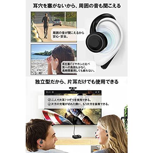 耳をふさがない！ 送信機 付き 耳掛け式 オープンイヤー イヤホン IZELL-H1 この1台であらゆるデバイスのワイヤ? 