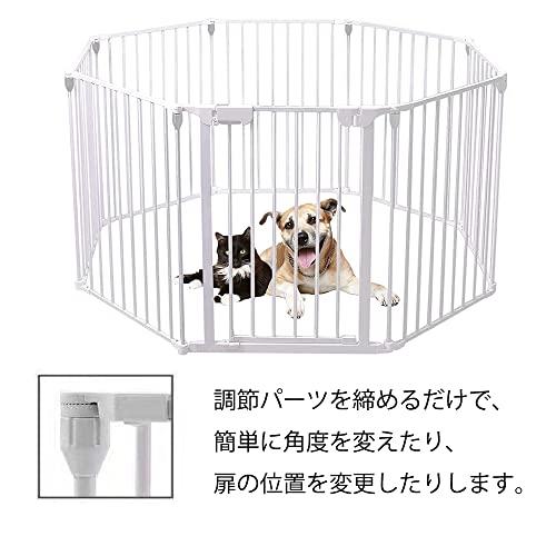 Homemi 犬 柵 室内 フェンス 犬 ゲート 置くだけ ペットゲート 中大型犬 自立式 屋外 ベビーサークル 折りたたみ ベビーゲート 扉の位置を変える 