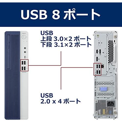 NEC デスクトップパソコン Mate J タイプML(Windows 11 Pro/Core i3-12100/8GB/HDD 500GB/Office なし/DVD SuperMulti)白/青