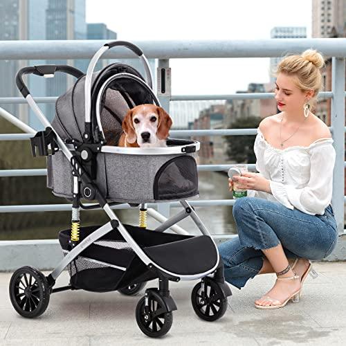 HRKING ペットカート 取り外し 分離型 ペットバギー 3way 折りたたみ 対面式 4輪 ペットキャリー 耐荷重20KG 犬用バ? 